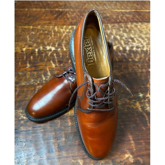 Dexter Brown Mens Leather Lace Up Vintage Shoes Size 8.5 Made in USA - Picture 1 of 8
